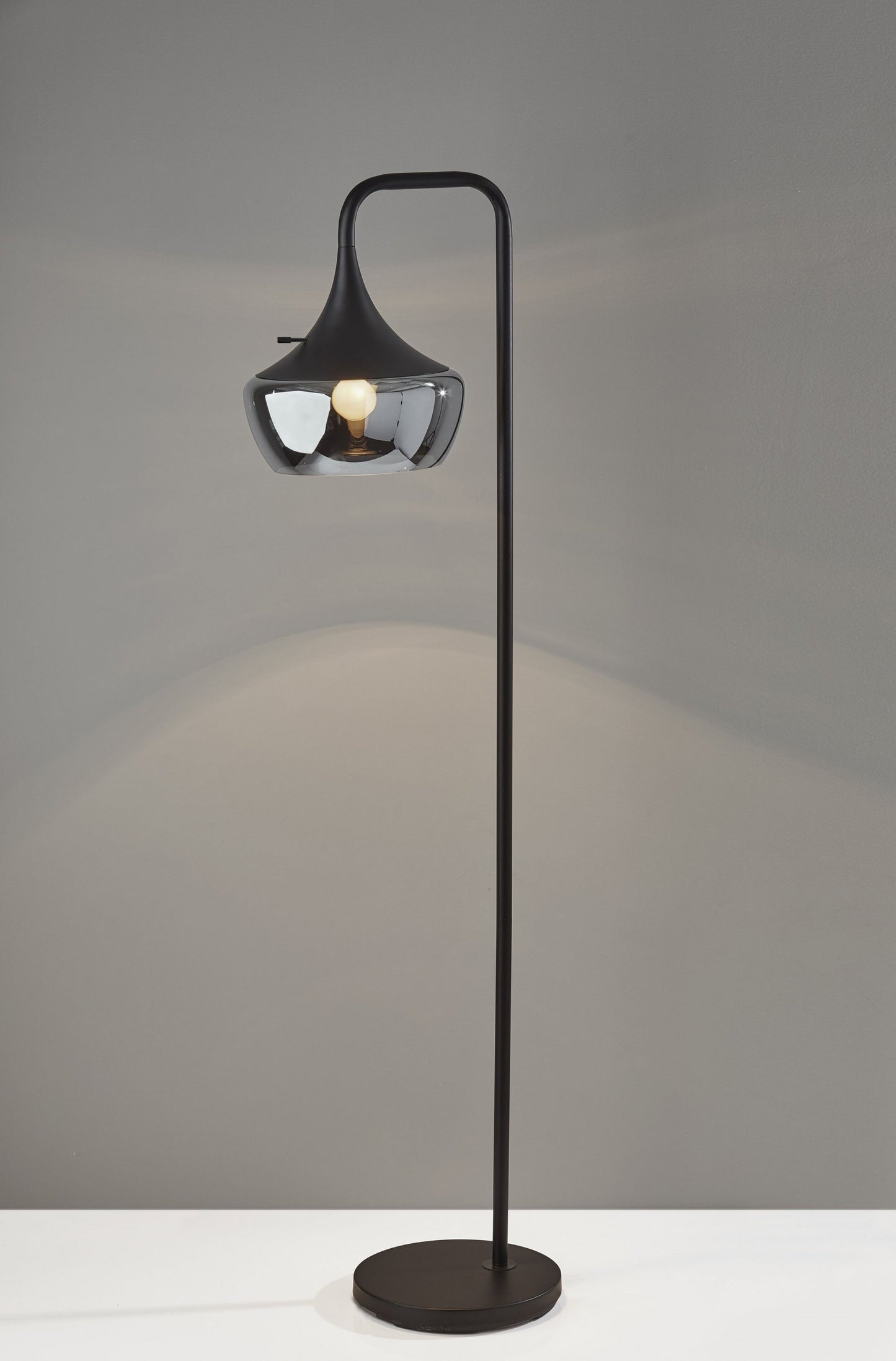 Modern Floor Lamp Gnome Alabaster Glass Brushed Steel