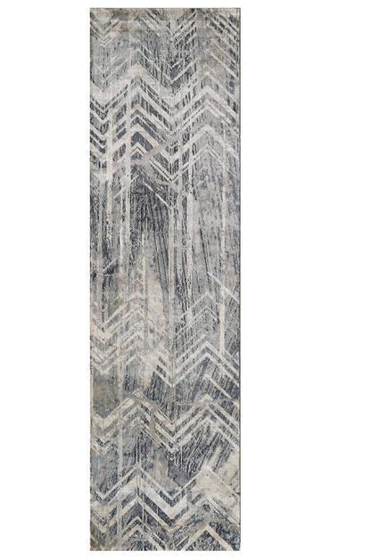 8inches Grey Machine Woven Distressed Chevron Indoor Runner Rug