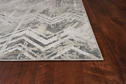 8inches Grey Machine Woven Distressed Chevron Indoor Runner Rug