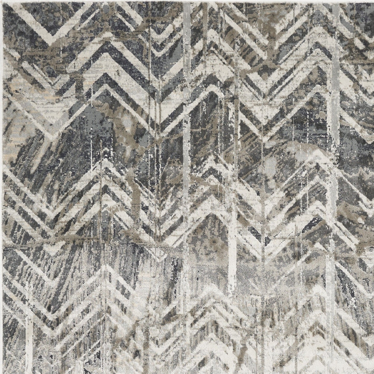 9inchesx13inches Grey Machine Woven Distressed Chevron Indoor Area Rug