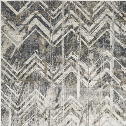 9inchesx13inches Grey Machine Woven Distressed Chevron Indoor Area Rug
