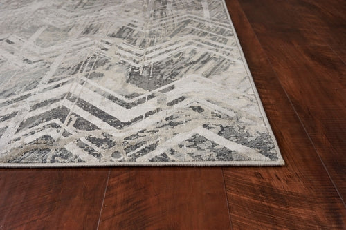 9inchesx13inches Grey Machine Woven Distressed Chevron Indoor Area Rug