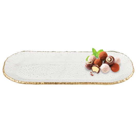 Jade 18 Mouth Blown Oval Edge Gold Leaf Platter