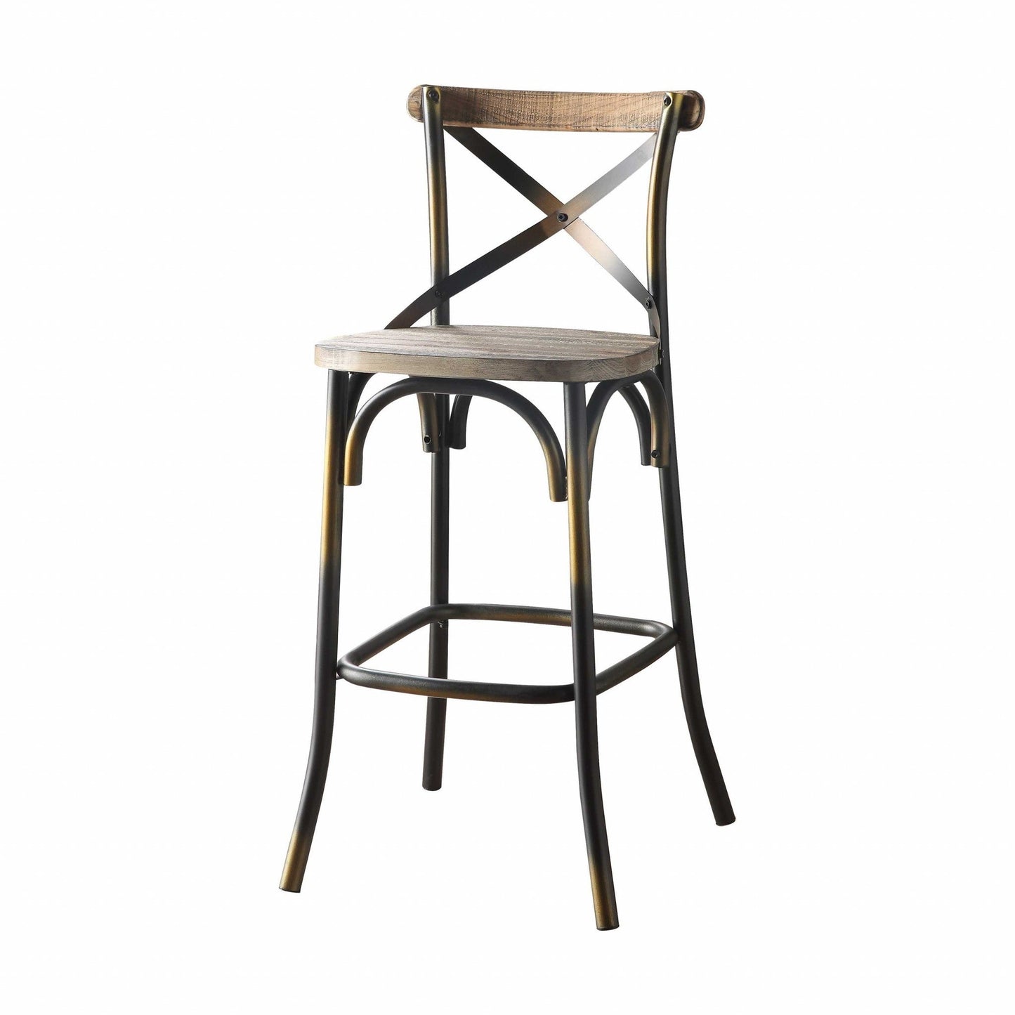 43inches High Back Antiqued Copper and Oak Finish Bar Chair