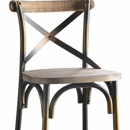 43inches High Back Antiqued Copper and Oak Finish Bar Chair