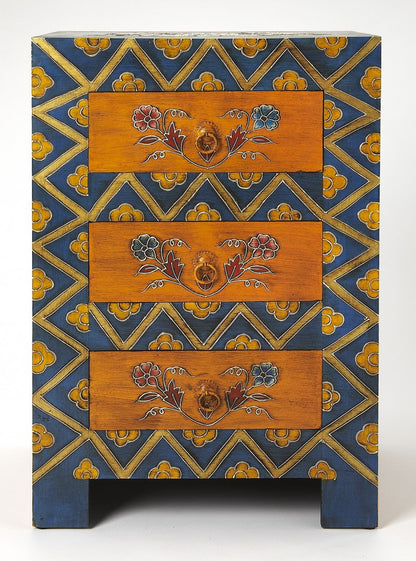 Jade Exotic Hand Painted 3 Drawer Accent Chest