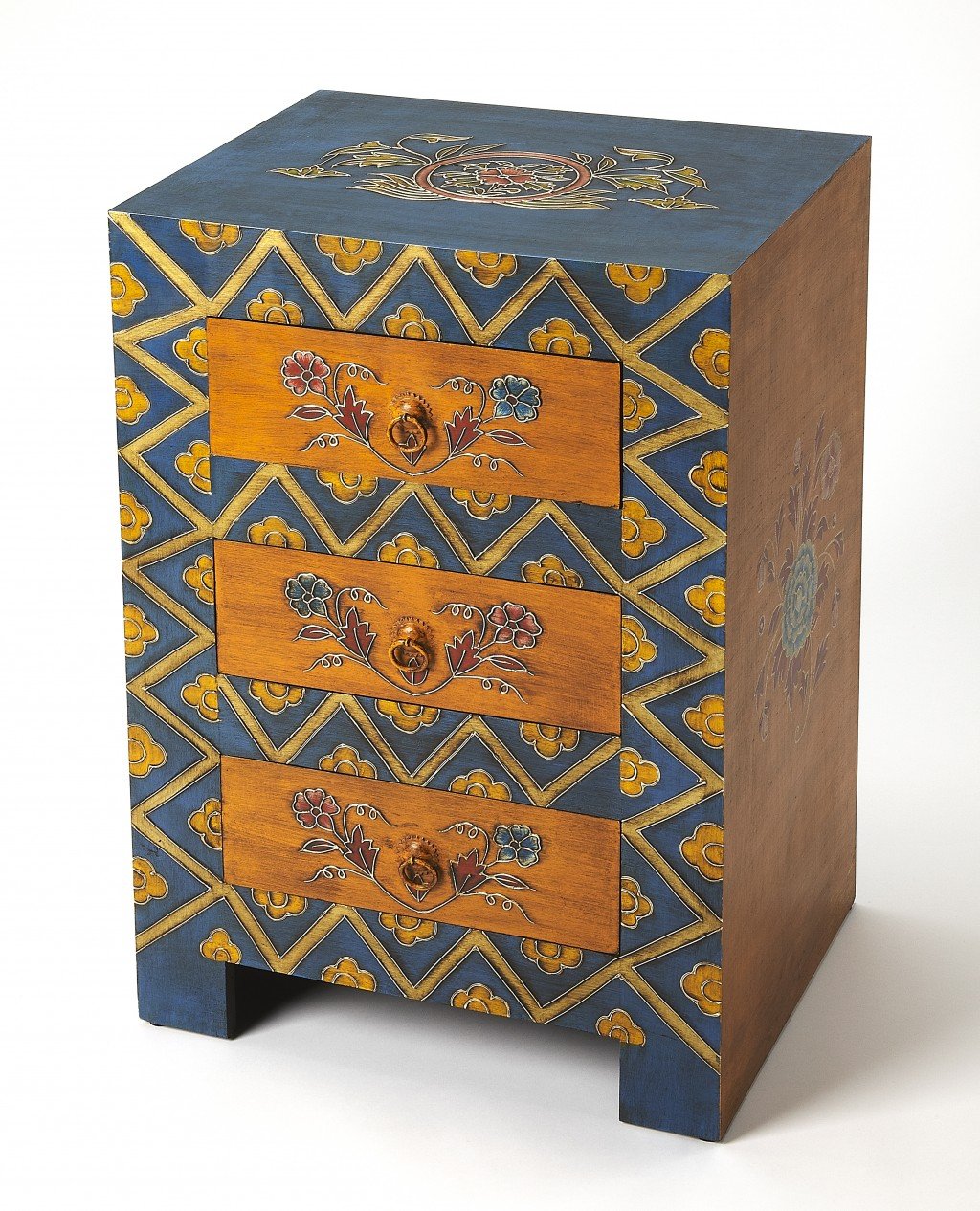 Jade Exotic Hand Painted 3 Drawer Accent Chest