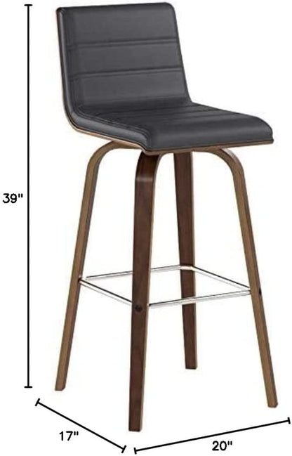 Vienna Mid-Century Modern 30″ Barstool Grey/Walnut