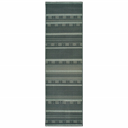 8inches Black Ivory Machine Woven Geometric Indoor Runner Rug