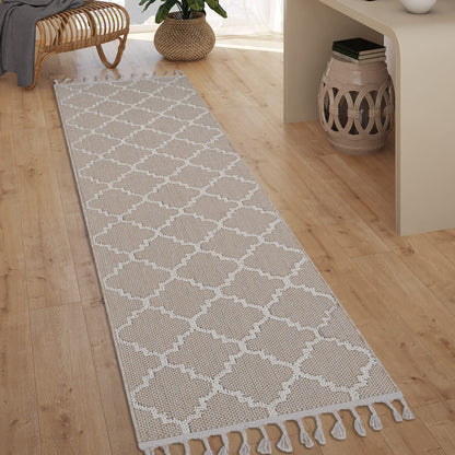 LOOM & LUXE Collection 2X8 Ivory /Trellis Indoor/Outdoor Area Rug