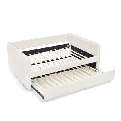 Upholstered Tufted Daybed Sofa Bed with Trundle and Convertible Design