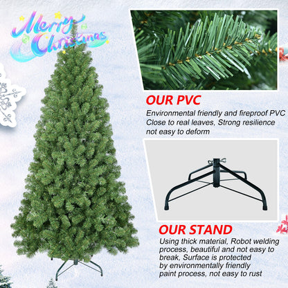 7.5ft Christmas Tree with Memory Wire, 1200 Tips Hinged Artificial PVC