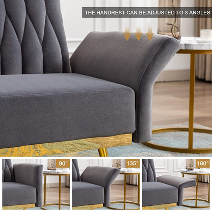 Velvet Accent Chair with Ottoman Upholstered Lounge Chair Plush Seating for Home