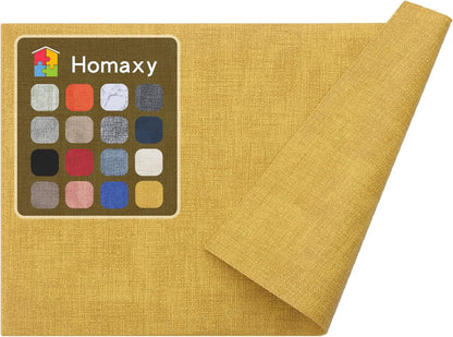 Homaxy Faux Leather Heat Resistant Placemats for Dining Table Set of 6, Waterproof Wipeable Washable PU Table Mats, Easy to Clean Anti-Slip Place Mats, 11.8" X 17", Beige