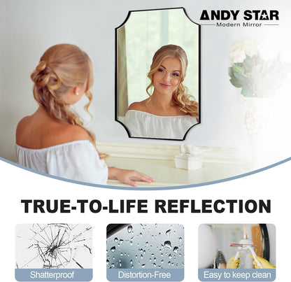 Stainless Steel Frame Black Vanity Mirror, Irregular Wall Mirror,