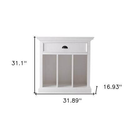 31" White Solid and Manufactured Wood Nightstand