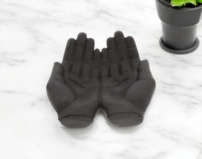 7" Black Modern Open Hands Tabletop Sculpture