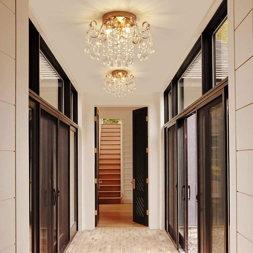 Small Chandelier, Modern Gold Mini Crystal Chandelier Ceiling Light