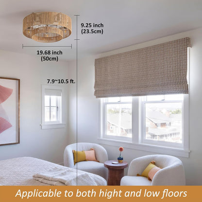 20 Inch Boho Caged Ceiling Fans with Lights Flush Mount, Layered