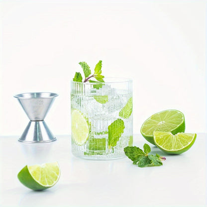 Set of 4 Ribbed Glass Tumblers Versatile Durable Stylish