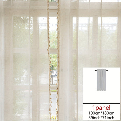 Natural Wood Bohemian Lace Curtain  Light and Privacy