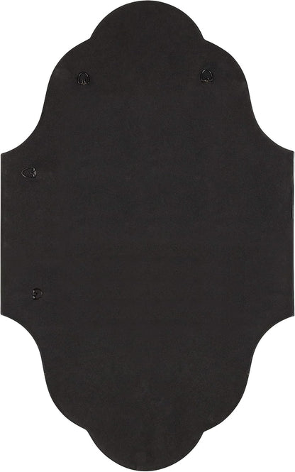 Kate and Laurel Rowla Glam Scalloped Wall Mirror, 23" X 37", Black, Chic, Sophisticated Accent Mirror for Decor or Bathroom Vanity