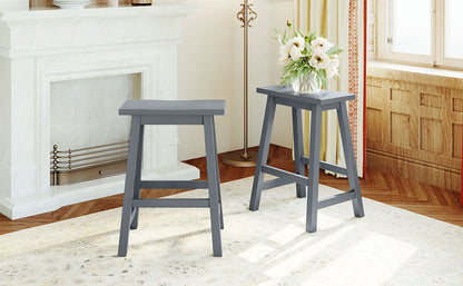 Farmhouse Rustic 2-piece Counter Height Wood Kitchen Dining Stools for