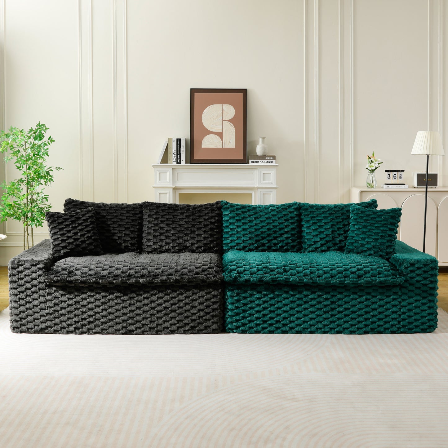 Luxury Color-Block Turtle Velvet Multifunctional Sofa - Arrangeable in Single Row, Side-by-Side or Facing Each Other, Stylish Living Room Furniture for Cozy Home Decor