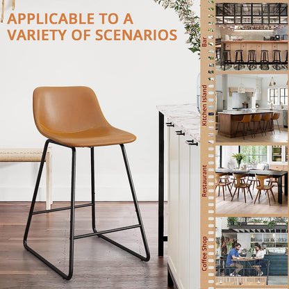 Alexander Industrial Faux Leather Bar Stools (Set/4)