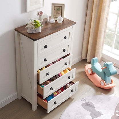 Rustic Tall Chest of Drawers, Antique White