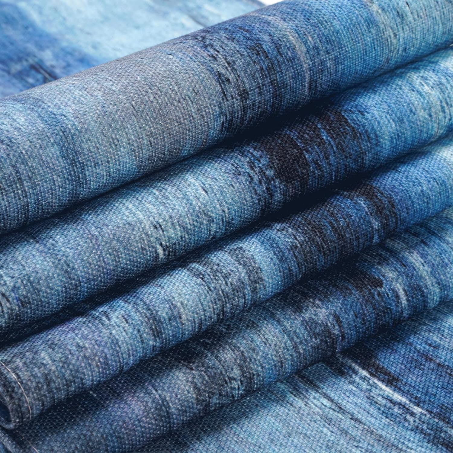 Blue and Grey Table Runner,Abstract Modern Art Burlap Table Runners for Table Dresser Runner Farmhouse Style for Dinner Party Holidays Home Decoration (Blue Grey, 13"X 71")