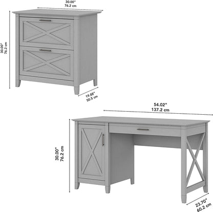 Key West Computer Desk with Storage and File Cabinet Including Lateral Filing