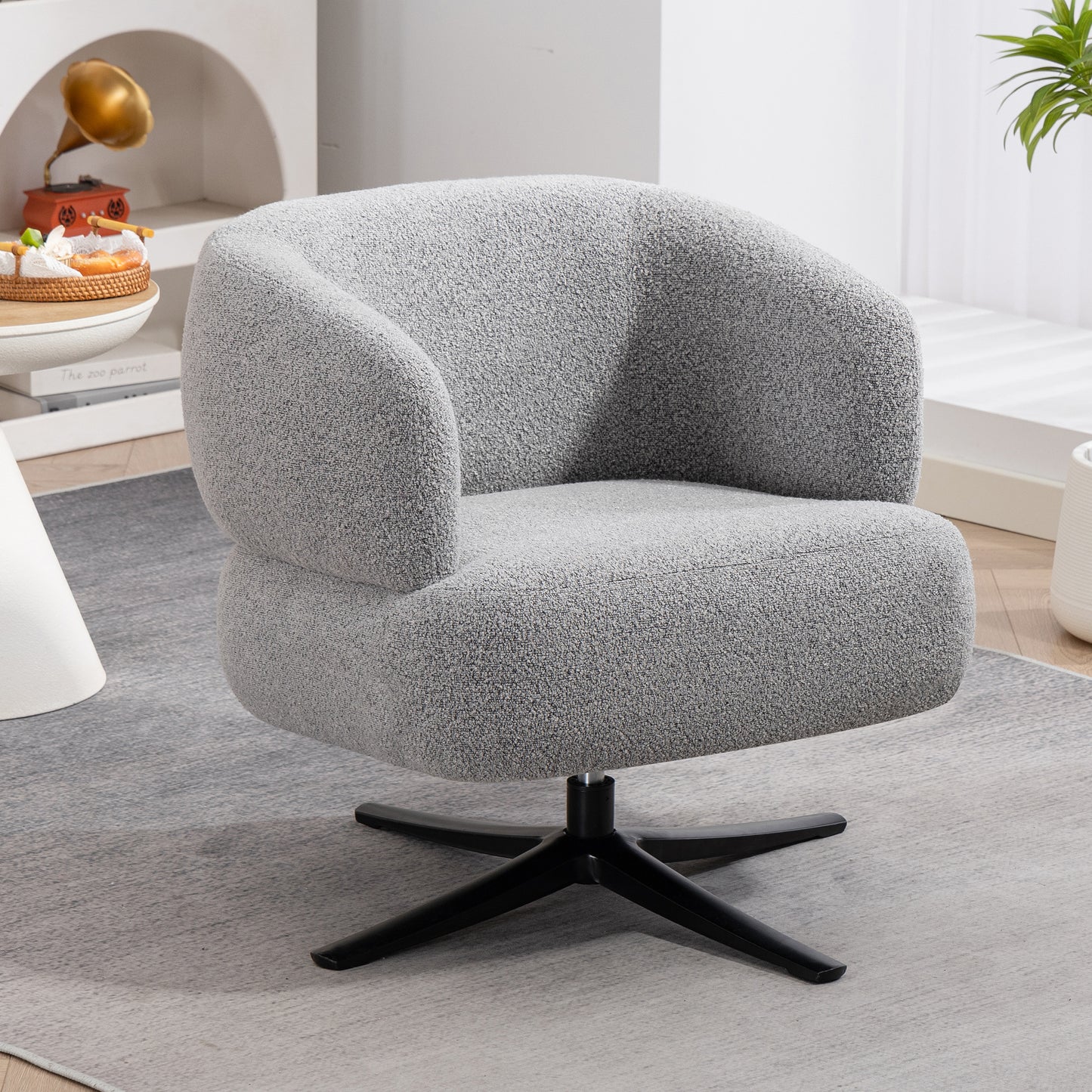 Cuddle-style leisure swivel sofa chair, suitable for balconies, studies and living rooms,  grey