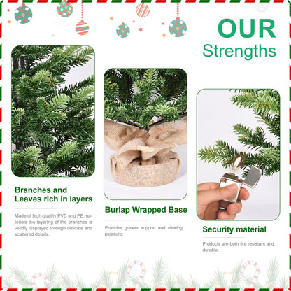 2FT Full PE Tabletop Christmas Tree with 230 Tips, Realistic Green