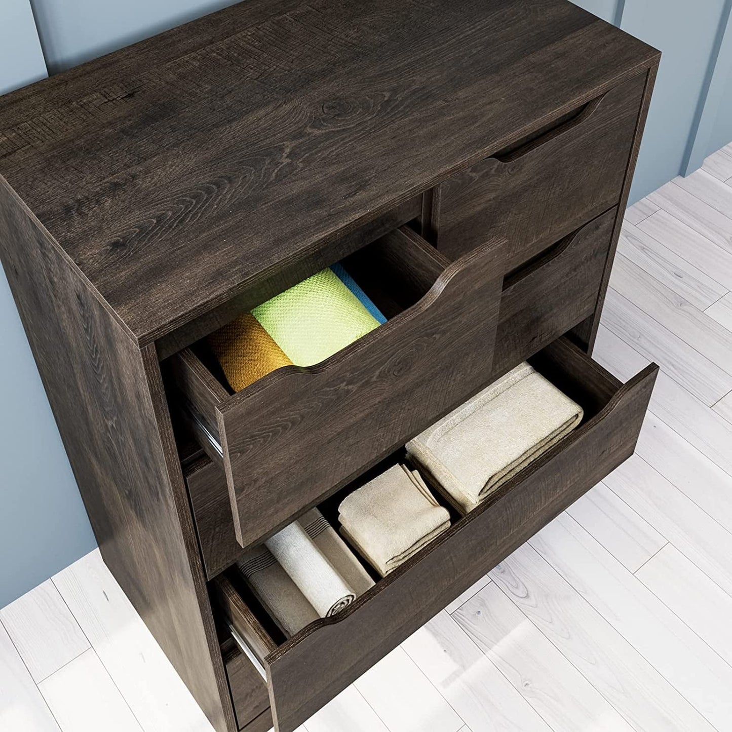 Dark Brown 5-Drawer Modern Dresser