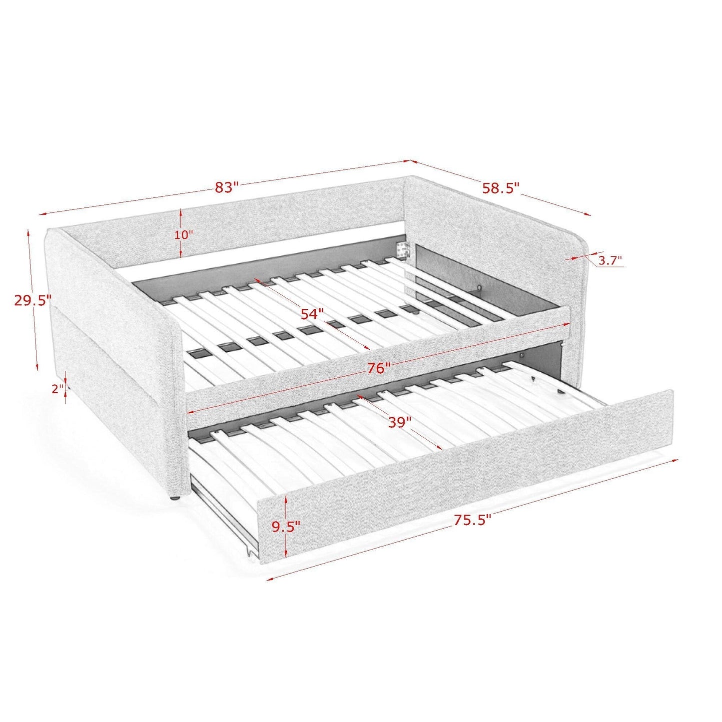 Upholstered Tufted Daybed Sofa Bed with Trundle and Convertible Design