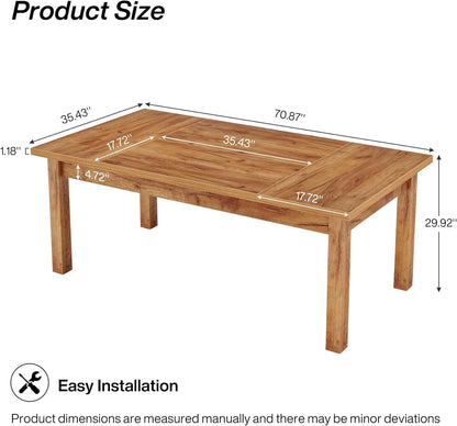 70.87" Wood Dining Table for 6-8 People, Modern Large Rectangle