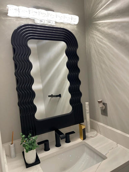 Virgo Black Wooden Framed Decorative Mirror - 36X24 Asymmetric