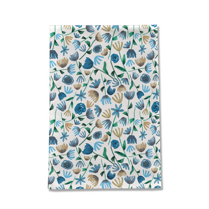 Blue Ink Floral Tea Towel
