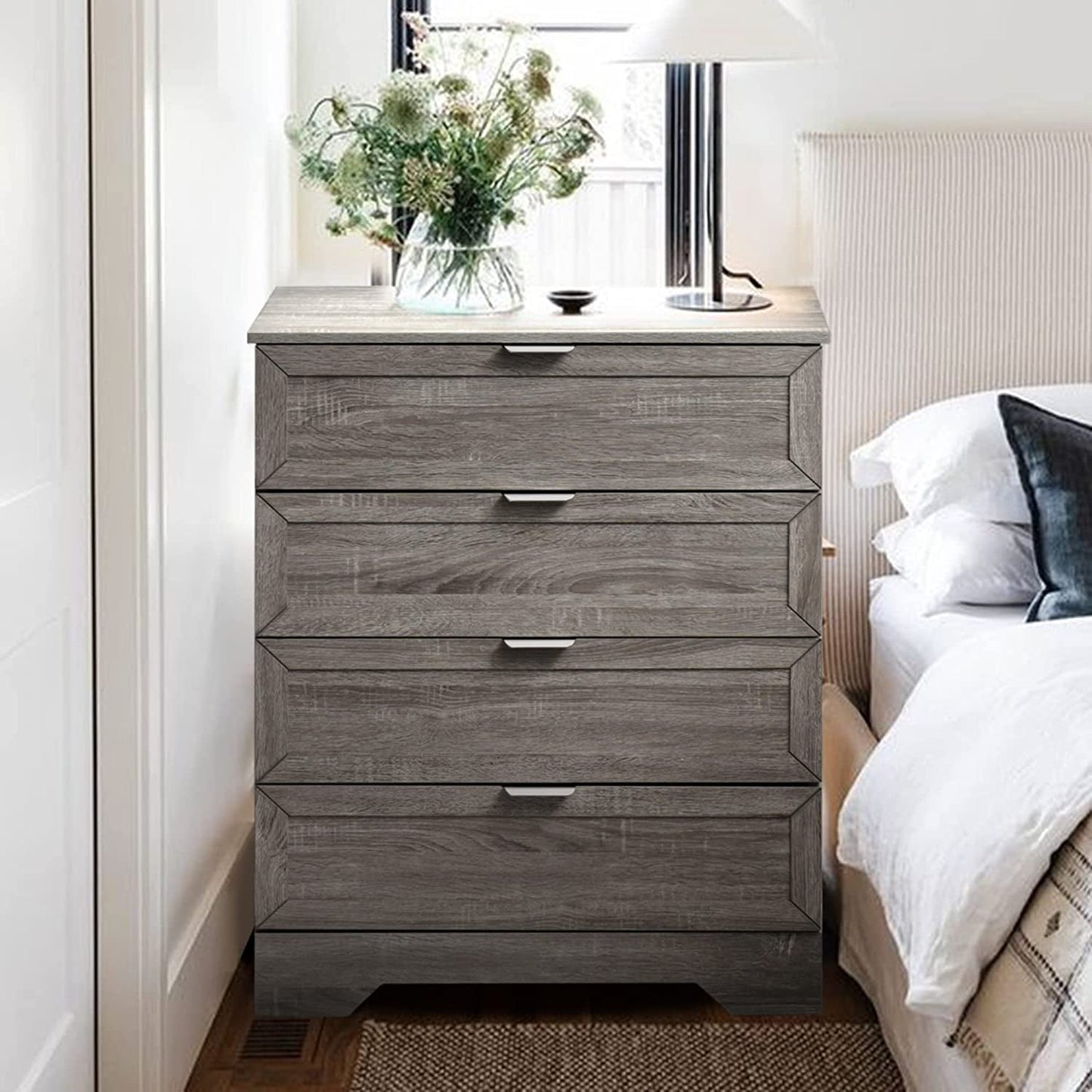 4-Drawer Farmhouse Dresser, Wash Grey