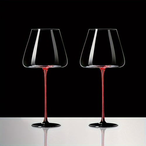 Elegant Crystal Champagne Glasses with Black Stems  Set of 2