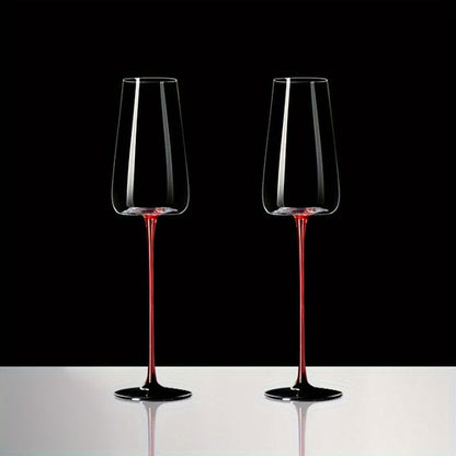 Elegant Crystal Champagne Glasses with Black Stems  Set of 2