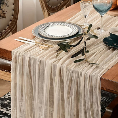 Boho Chic Solid Cheesecloth Table Runner for Events