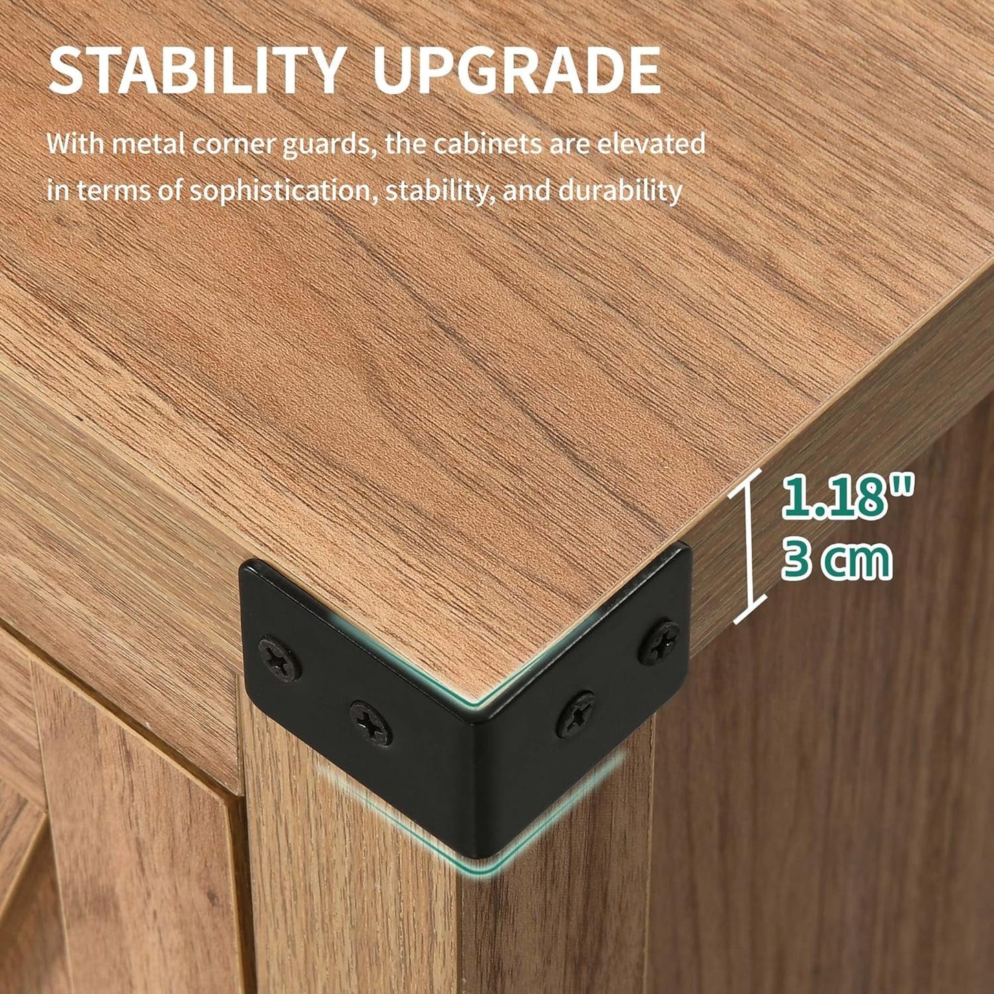 Farmhouse Sideboard Buffet Cabinet with Storage with 4 Doors, 55''