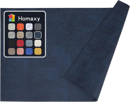 Homaxy Faux Leather Heat Resistant Placemats for Dining Table Set of 6, Waterproof Wipeable Washable PU Table Mats, Easy to Clean Anti-Slip Place Mats, 11.8" X 17", Beige
