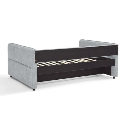 Upholstered Tufted Daybed Sofa Bed with Trundle and Convertible Design