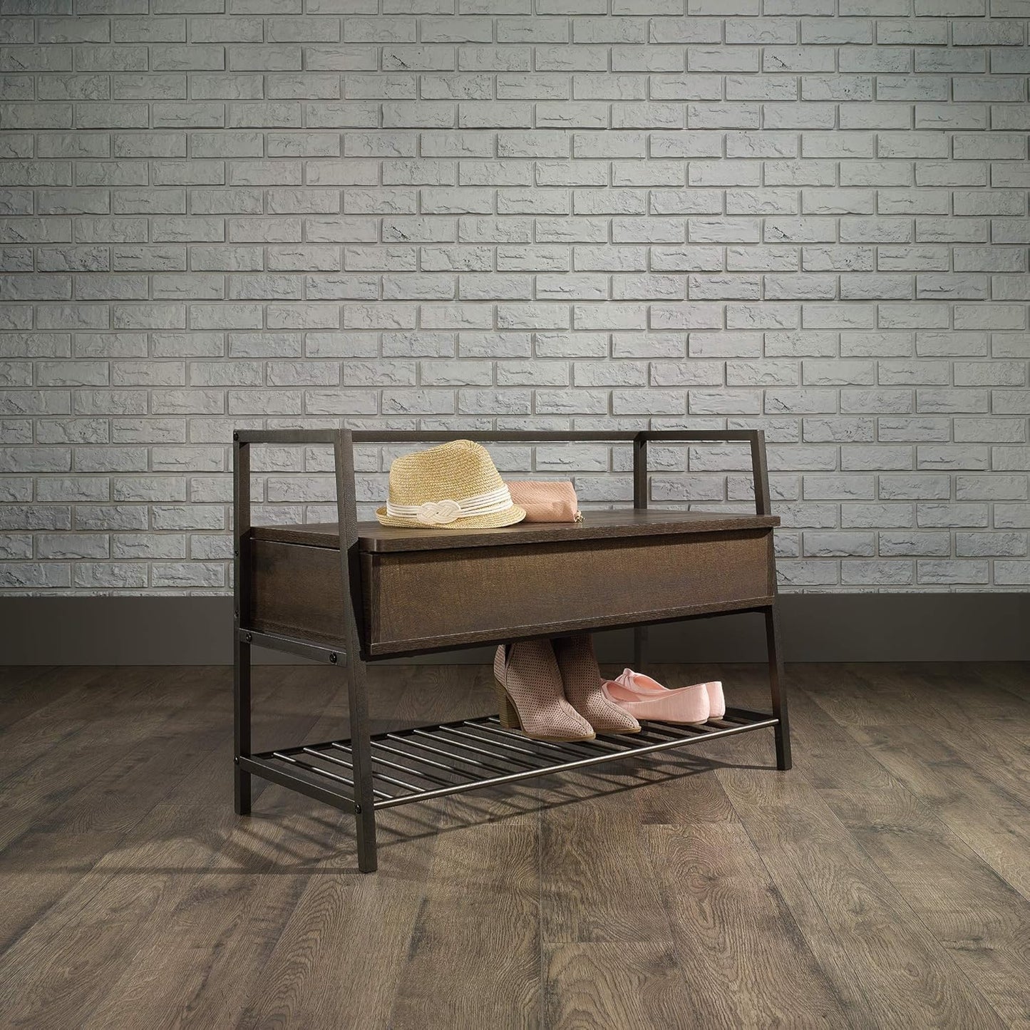 Sauder North Avenue Storage Bench, Smoked Oak Finish