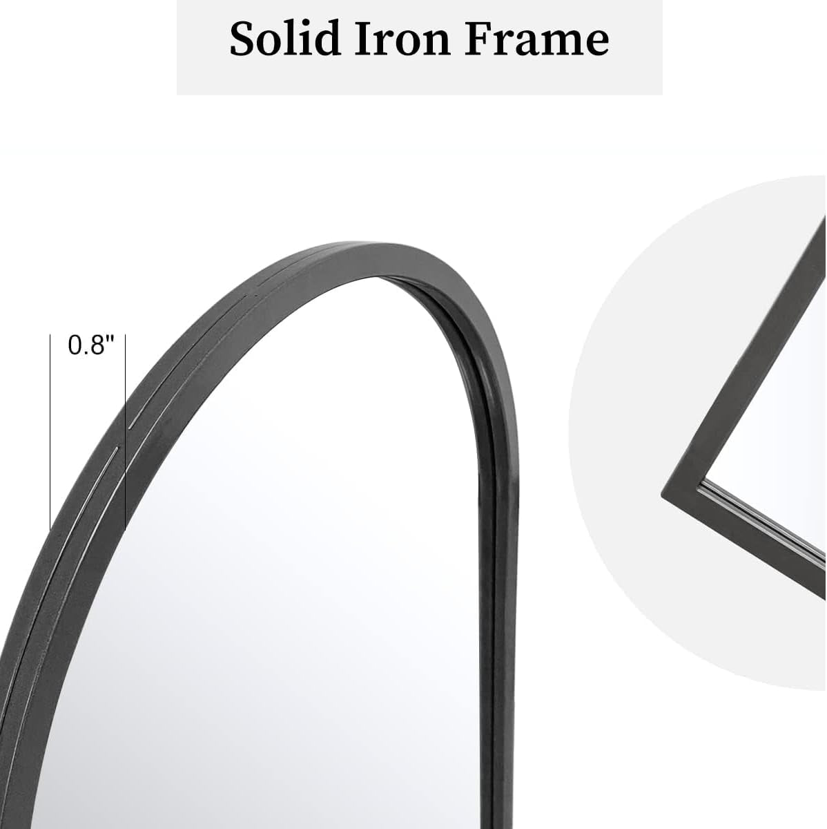 Contemporary Black Arched Wall Mirror, 42X24, Ideal for Bathroom