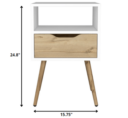 25" Wood One Drawer Nightstand