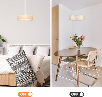 3-Light Drum Chandeliers, 20" Pendant Light Fixture with 2-Layer